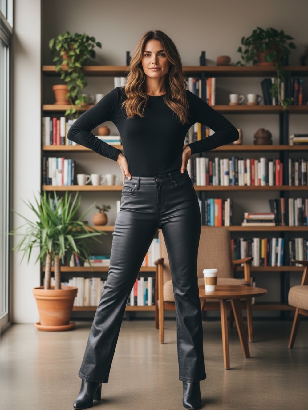 NWOT Banana Republic Coated Black Flared Pants